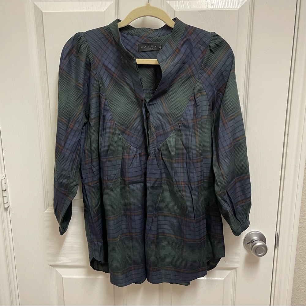 Hatch Maternity Plaid Popover Blouse - Picture 1 of 9